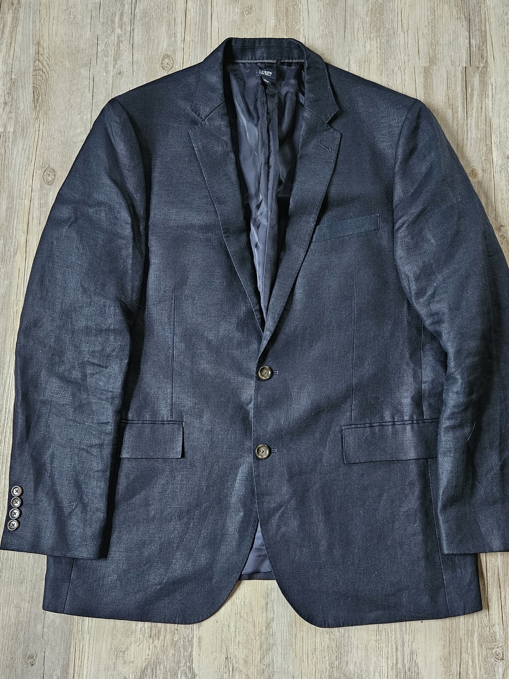 J. Crew Men’s Ludlow Jacket Black  Two-Button Irish Linen Blazer Size 44L